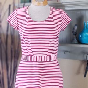 DE Collection red and cream striped fitted dress small